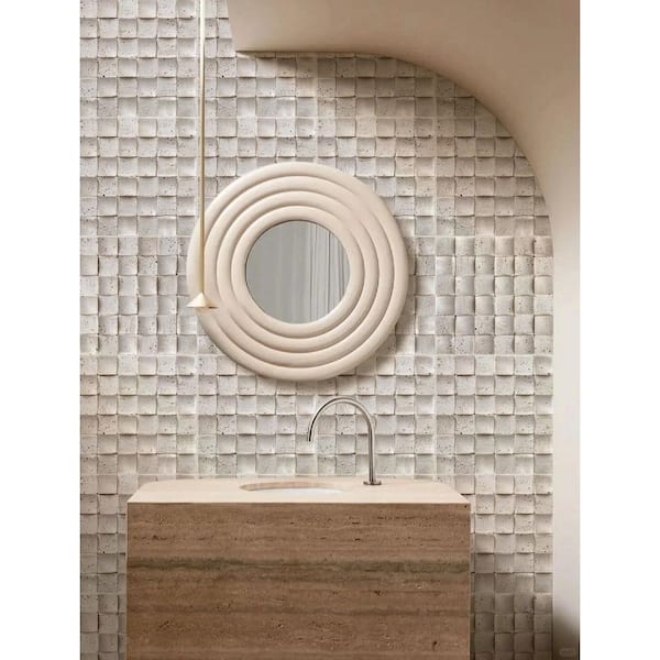 48 in. x 24 in. x 1 in. Travertine Mosaic White Natural Flexible Soft Stone Wall Panel Tile (Set of 3-Pieces)