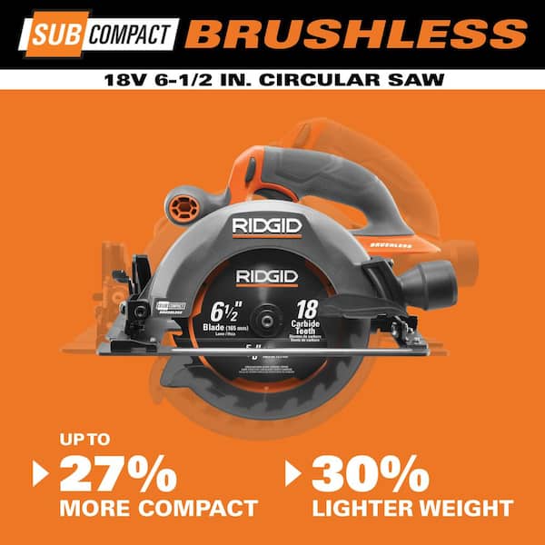 RIDGID - 18V SubCompact Brushless Cordless 6-1/2 in. Circular Saw Kit with 4.0 Ah MAX Output Battery and Charger