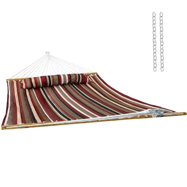 Large 2-Person Quilted Outdoor Hammock-Awning Stripe