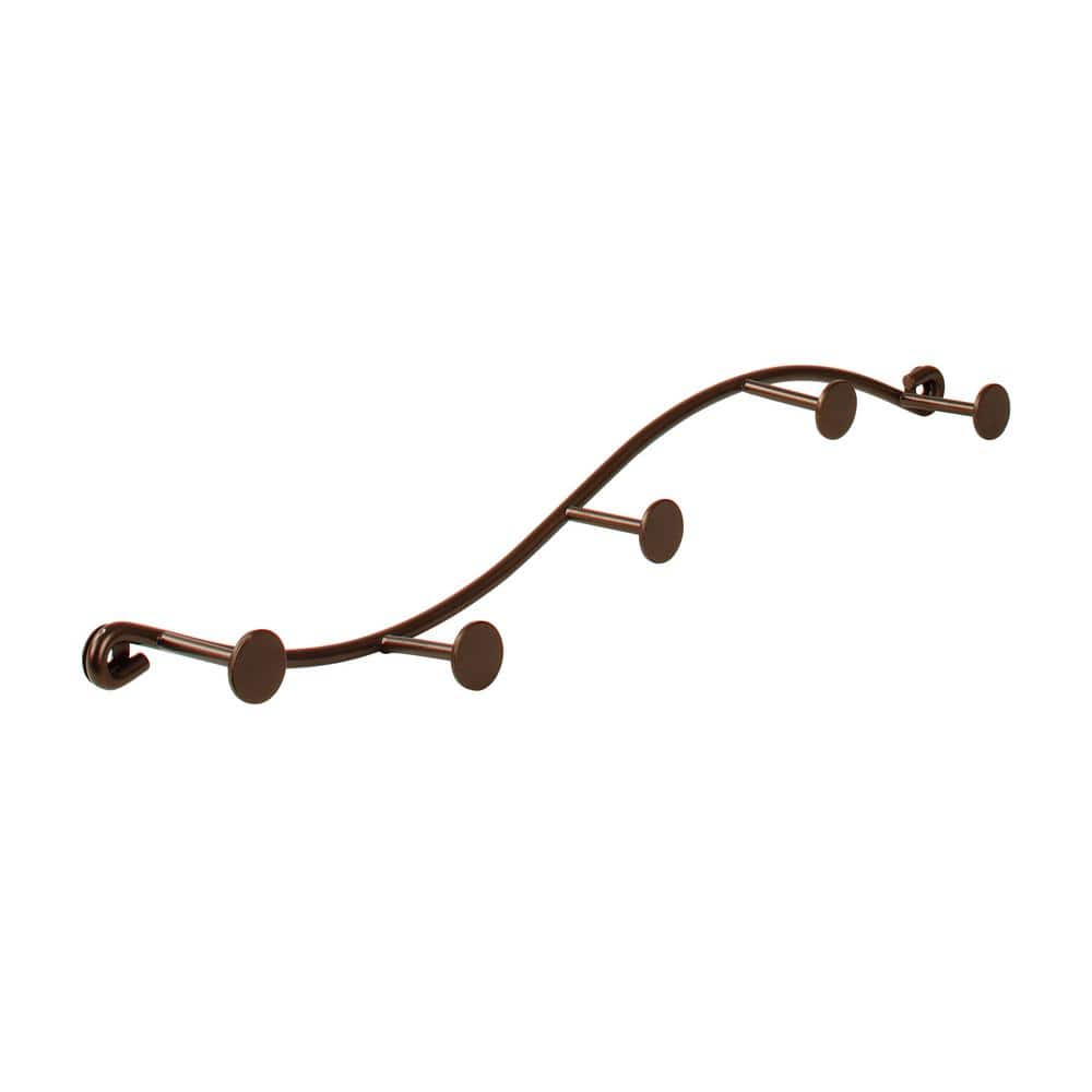 Bronze Wall Mount 5-Hook Rack with Curved Design