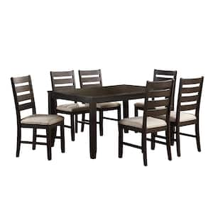 Sharon 7-Piece Brown Finish Wood Top Dining Room Set Seats 6