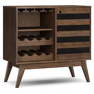 Clarkson 12-Bottle Rustic Natural Aged Brown Solid Acacia Wood 39 in. Wide Mid Century Wine Rack