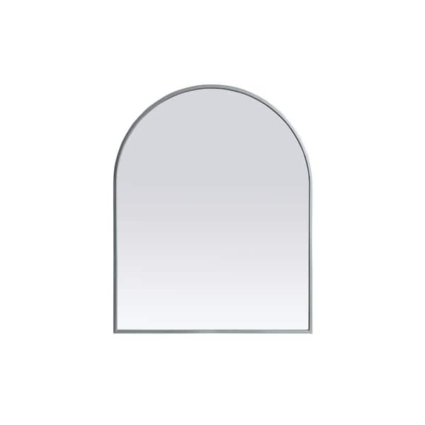 Unbranded Simply Living 24 in. W x 30 in. H Arch Metal Framed Silver Mirror