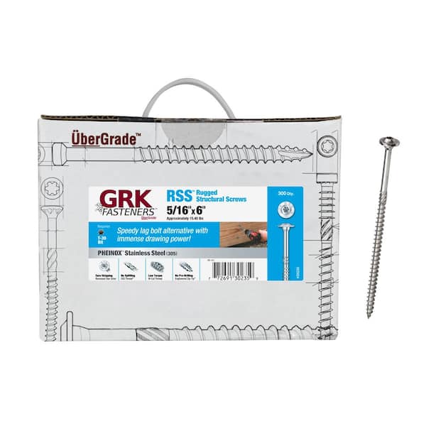 GRK Fasteners 5/16 in. x 6 in. Star Drive Bugle Head Pheinox 30 5 SS RSS Structural Alternative Lag Screws (300-Pack)