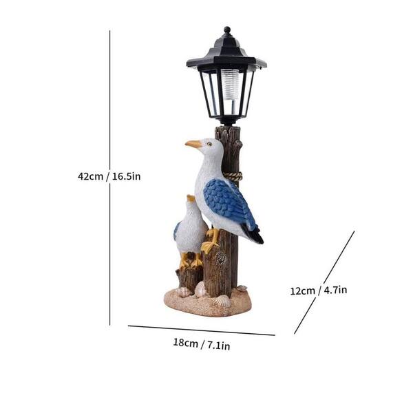 7 in. x 17 in. Multi-Colored Resin Solar Outdoor Decor Seagull