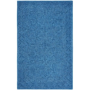 Textural Dark Blue 6 ft. x 9 ft. Solid Color Geometric Area Rug