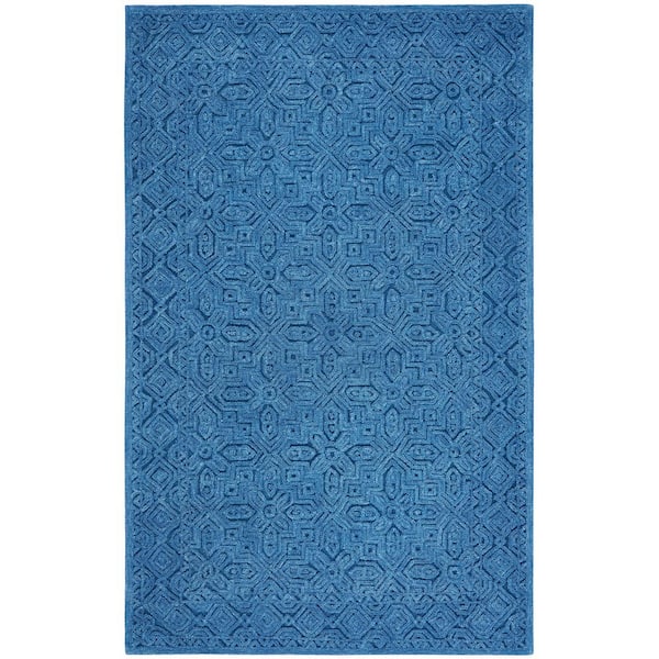SAFAVIEH Textural Dark Blue 6 ft. x 9 ft. Solid Color Geometric Area Rug