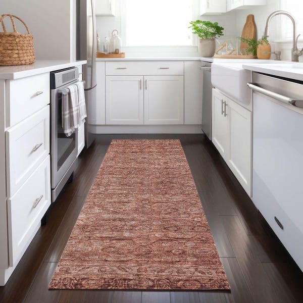 Chantille Machine Washable Indoor/Outdoor Abstract ACN1762 Terracotta 2 ft. 3 in. x 7 ft. 6 in. Runner Rug