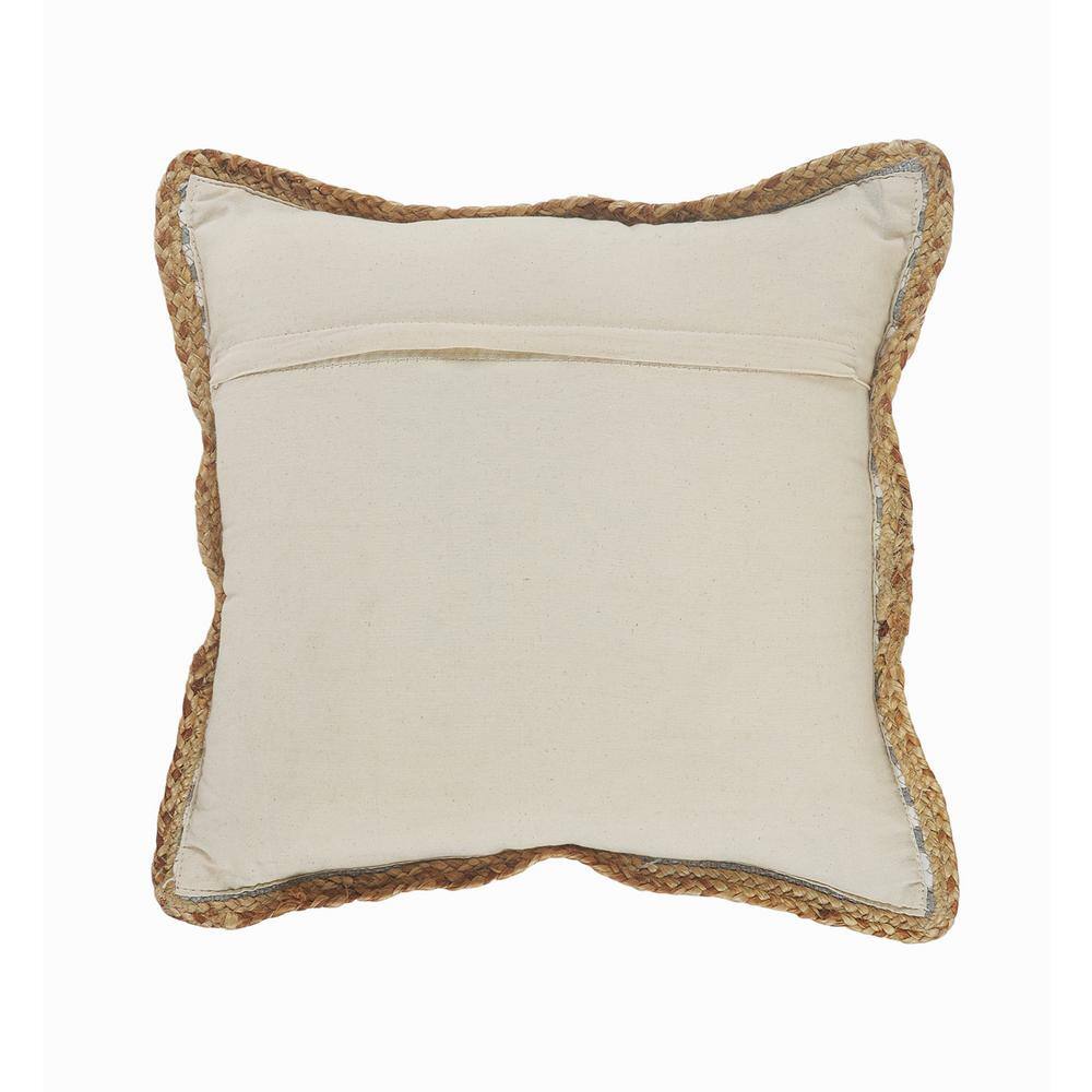 Gray and White Striped Cotton Throw Pillows with Braided Border, Set of 2