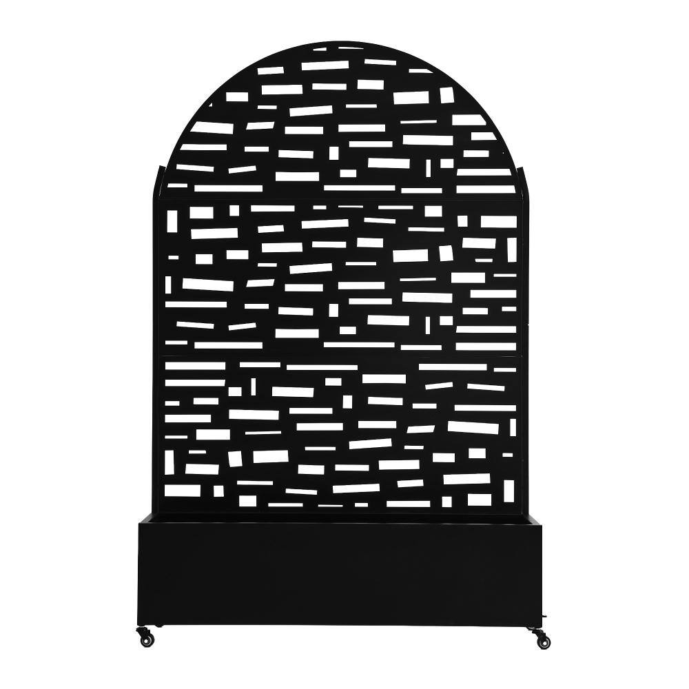 70.8 in. H × 47.2 in. W Black Privacy Metal Arched Garden Fence Screen Panels with Planter Box and Lockable Wheels price history on PriceWatchPro