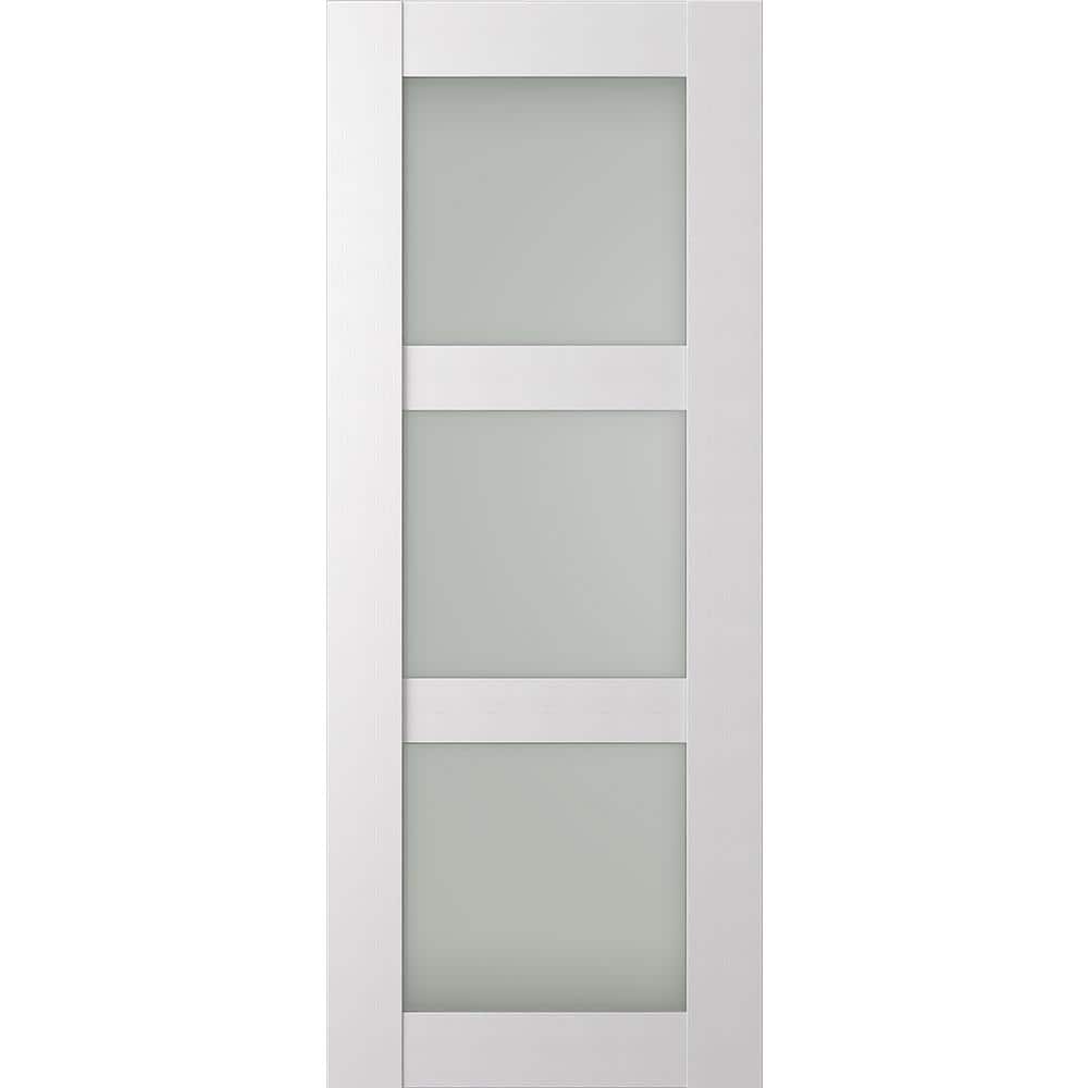 Paola 3Lite 32 in. x 84 in. No Bore 3-Lite Frosted Glass Bianco Noble Composite Wood Interior Door Slab price history on PriceWatchPro