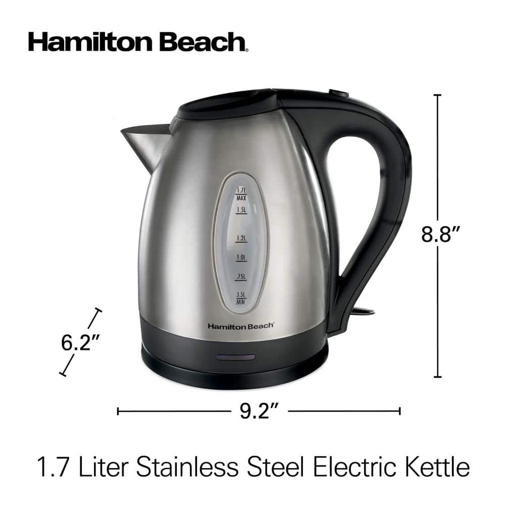 Hamilton Beach 1.7L Silver Stainless Steel Electric Tea Kettle