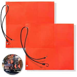 1.5 ft. x 1.5 ft. Orange Warning Sign Safety Flags for Truck, Trailer, Car (Set of 2)