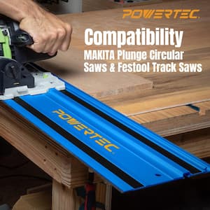 110 in. Track Saw Guide Rail with Protective Bag for Makita/Festool Track Saws, Incl. 2x55 in. Guide Rails, 2 Connectors