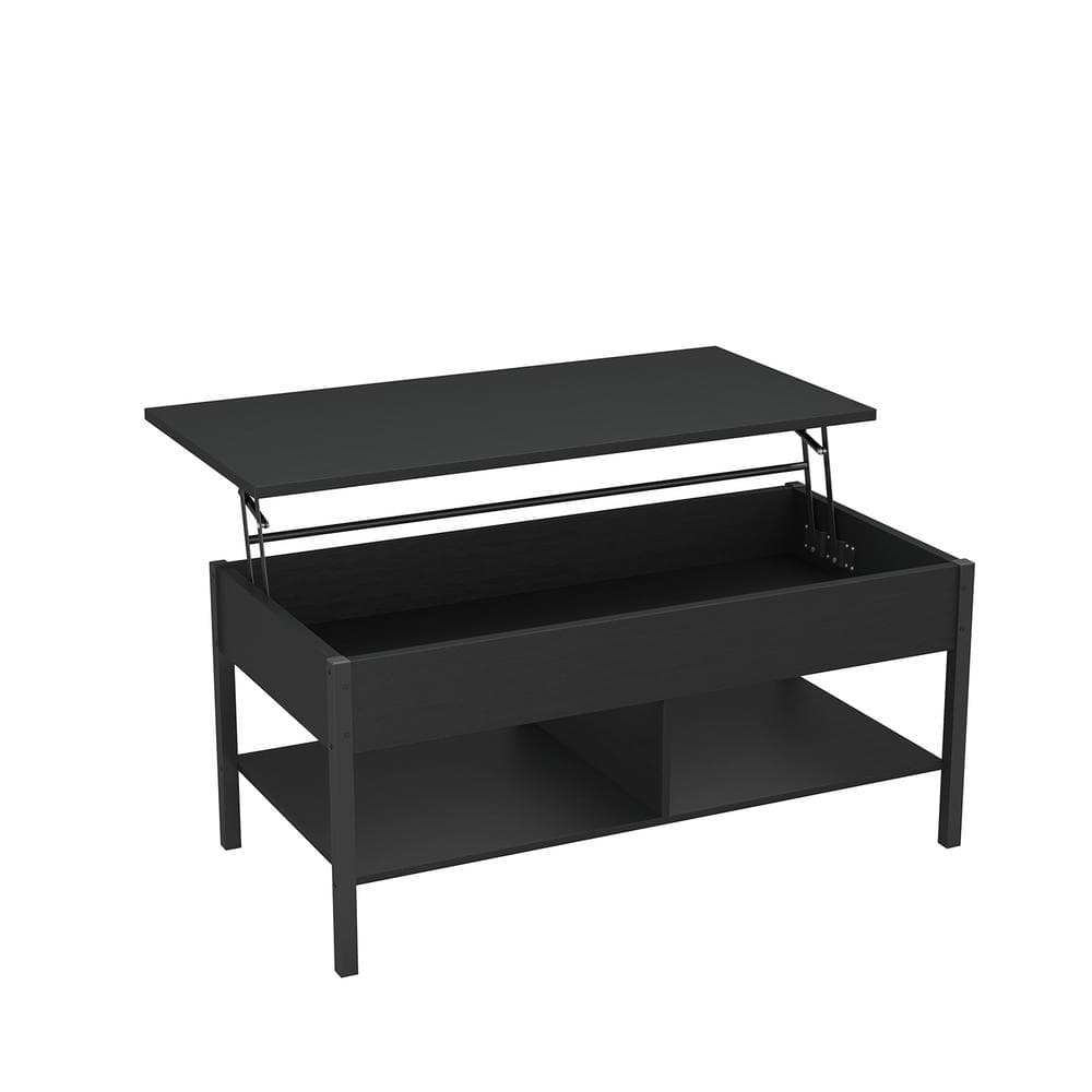 Spaco 41 .7 in. Black Lifting Top Rectangle MDF Coffee Table with Open