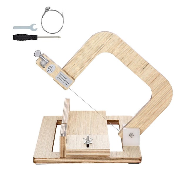 Soap Cutter, 0-2 in. Adjustable, Stainless Steel Wire, Bamboo, for DIY Soap, Candles, Cheese