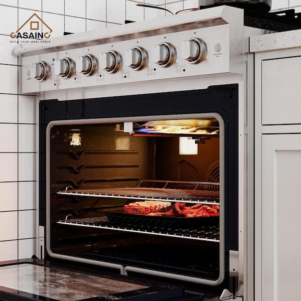 36 in. 6.0 cu. ft. Freestanding Single Oven Gas Range in. Stainless Steel with Convection Fan and 6 Burner