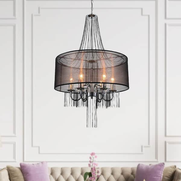 Amelia 6 Light Drum Shade Chandelier With Chrome Finish
