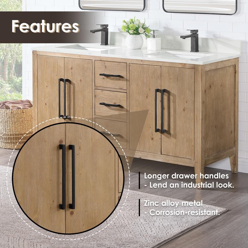 Laurel 59.2" Weathered Fir Double Bathroom Vanity Base