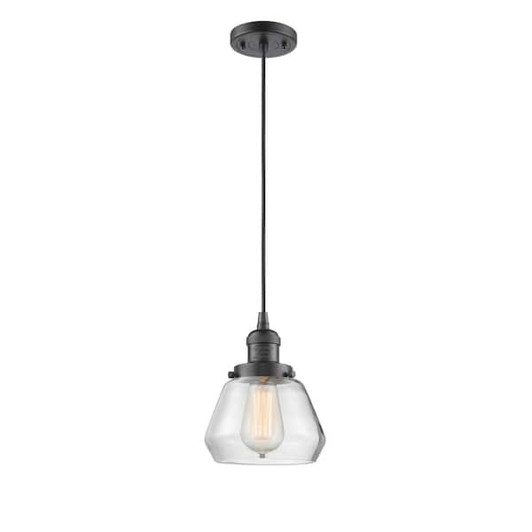 Innovations Fulton 60-Watt 1 Light Oil Rubbed Bronze Shaded Mini Pendant Light with Clear Glass Shade