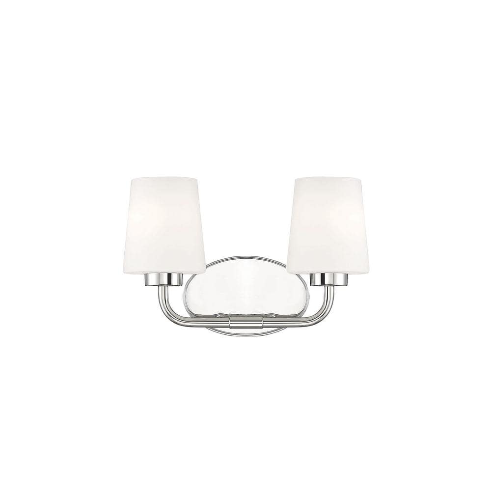 Capra Polished Nickel 2-Light Vanity with White Opal Glass Shades