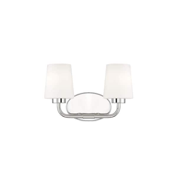 Savoy House 15 in. W x 9 in. H 2-Light Polished Nickel Bathroom Vanity Light with Frosted Glass Shades