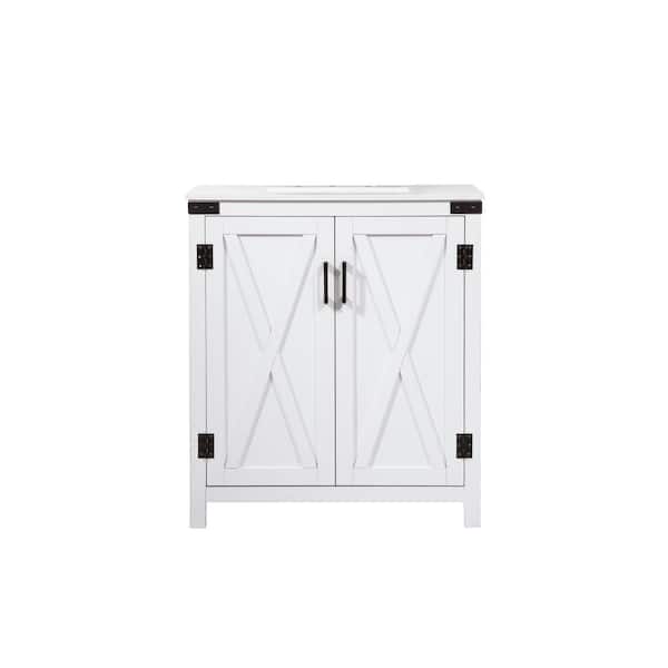 Unbranded Timeless Home 19 in. W x 30 in. D x 34 in. H Bath Vanity in White with Ivory White Engineered Stone Top