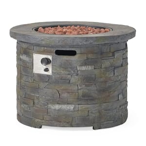 Blaeberry 34.5 in. x 24 in. Natural Stone Circular Gas Outdoor Firepit