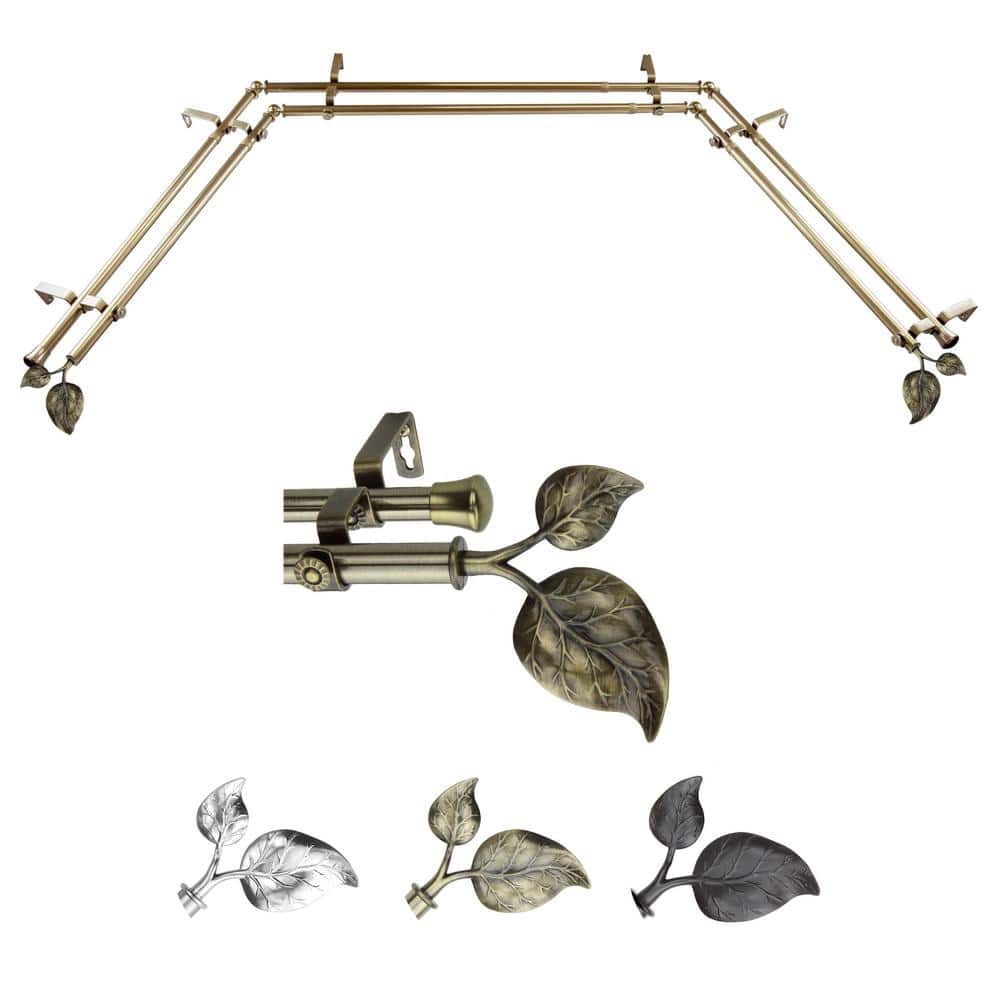 "13/16"" Dia Adjustable 20""-36"", 38""-72"" Bay Window Double Curtain Rod with Batony Finials in Antique Brass" price history on PriceWatchPro