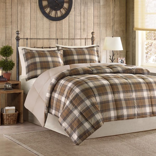 Woolrich Lumberjack 2-Piece Multi Microfiber Twin Classic Quilting Soft Solid Reverse Down Alternative Comforter Set