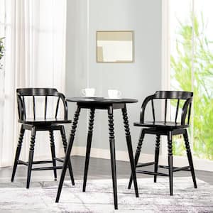 Breda Small Space Counter-Height Round Bistro Dining Set, 3-Piece Set, Dining Table and 2 Stools, Black