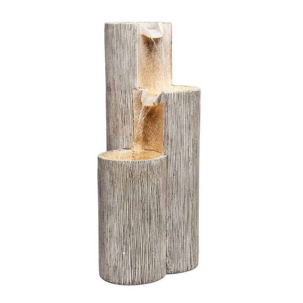Alpine Corporation 41 in. Tall Outdoor Tiering Column Zen Fountain with LED Lights