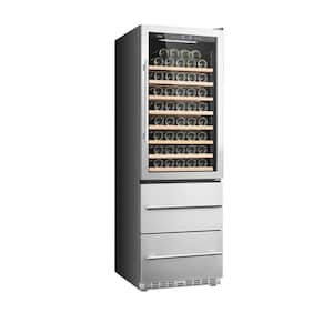 23.4 in. Dual Zone 97-Wine Bottles and 140-Cans Beverage and Wine Cooler in Seamless Stainless Steel with 2 Drawers