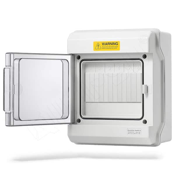 Lukyamzn 6 Way Outdoor Breaker Box IP65 ABS Plastic Din Rail Power Distribution Enclosure with Clear Cover - (1-Pack)