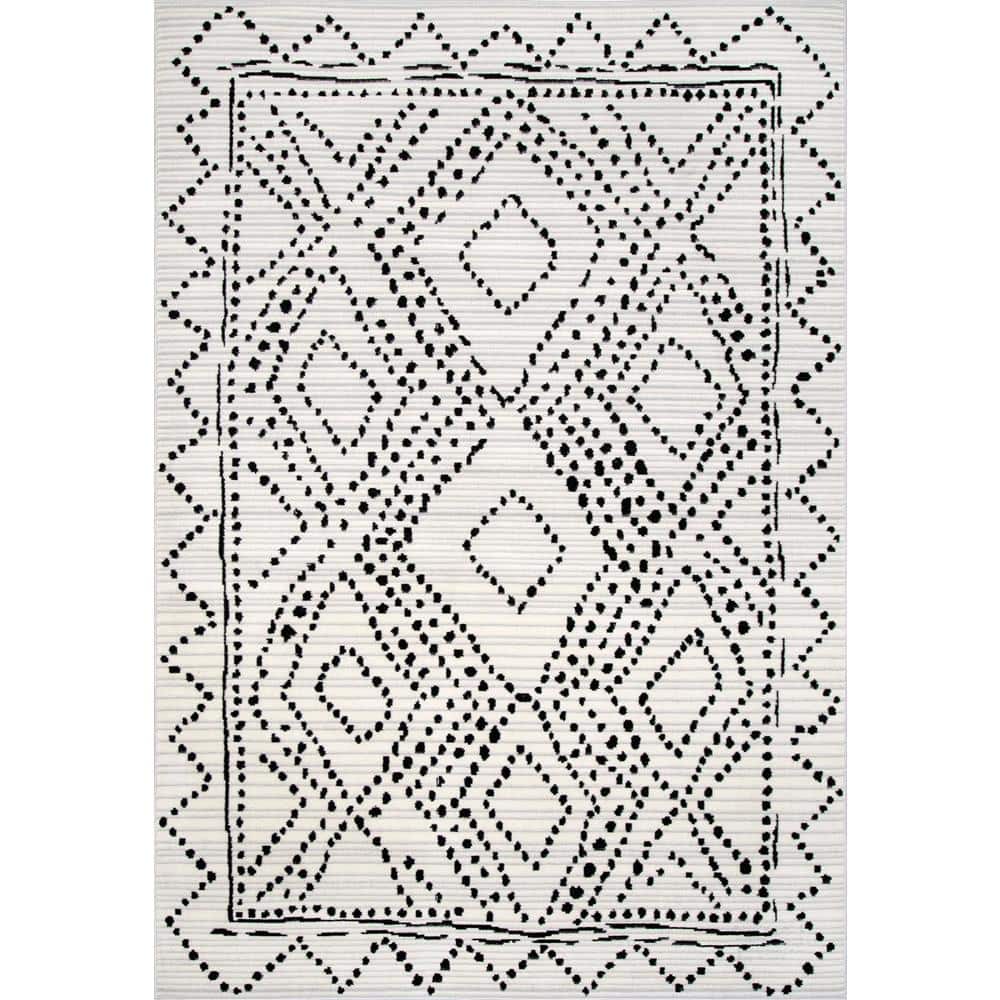 nuLOOM Mila Dotted Diamond Trellis Gray 4 ft. x 6 ft. Area Rug ECRK08A