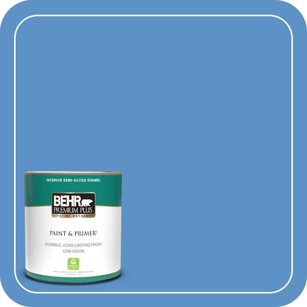 BEHR PREMIUM PLUS 1 qt. #MQ4-26 Come Sail Away Semi-Gloss Enamel Low Odor Interior Paint & Primer