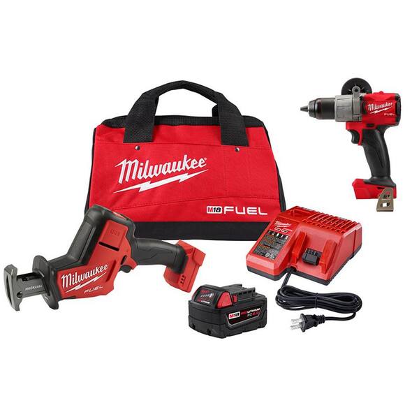 Milwaukee M18 Fuel 18V Lithium-Ion Brushless Cordless Hackzall Reciprocating Saw Kit w/M18 Fuel Hammer Drill/Driver