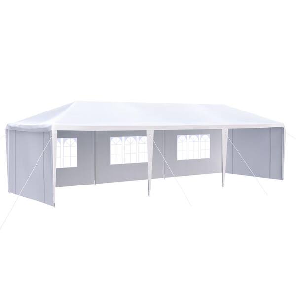 Unbranded 30 ft. x 10 ft. White Wedding Party Canopy Tent with 5 Removable Sidewalls