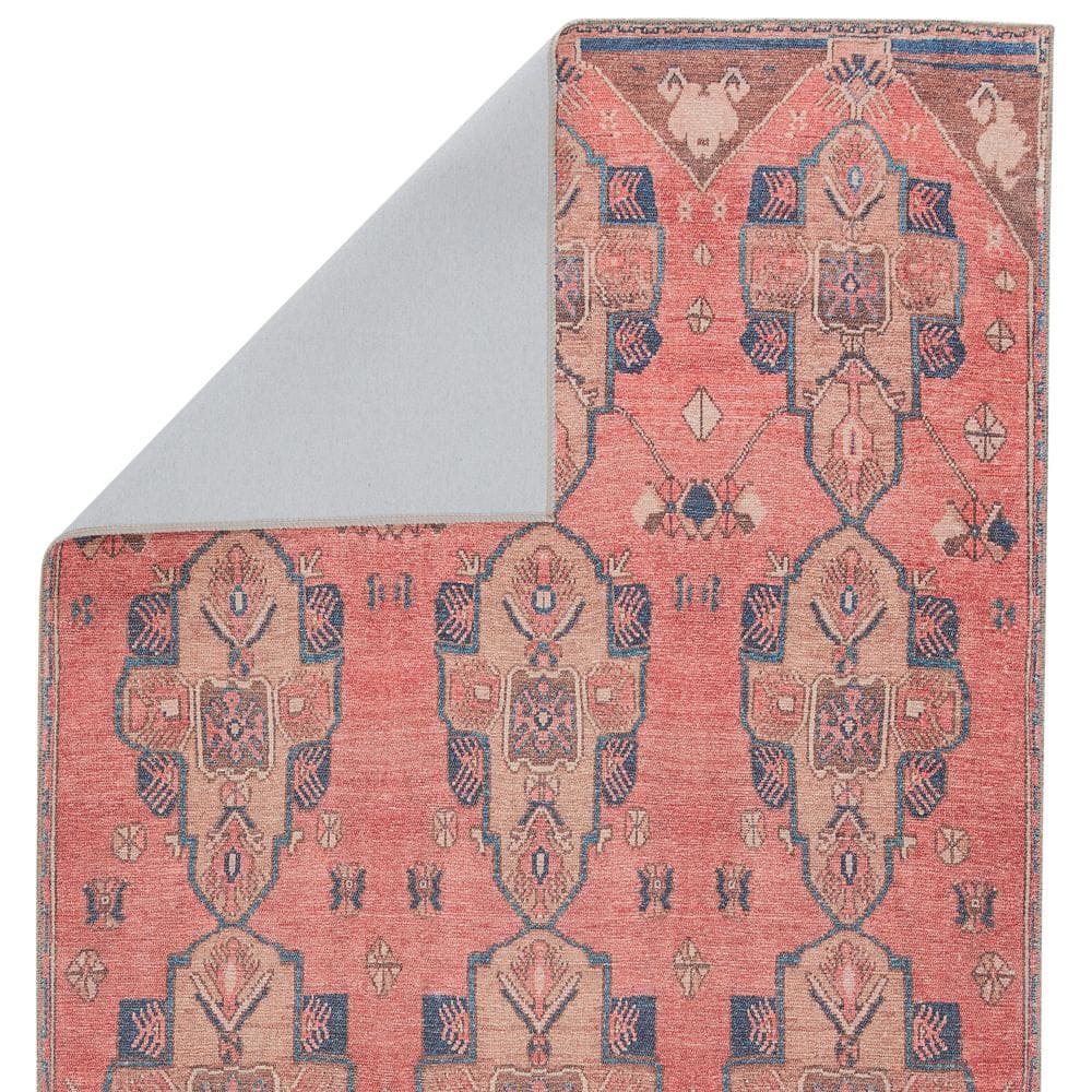 Reversible Blue and Pink Medallion Synthetic 5' x 7' Area Rug