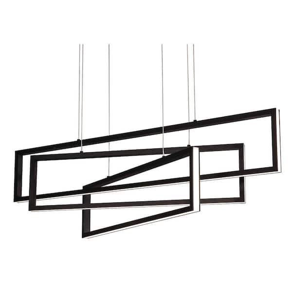 Cole 36-Watt Integrated LED Black Geometric Pendant with Acrylic Shade
