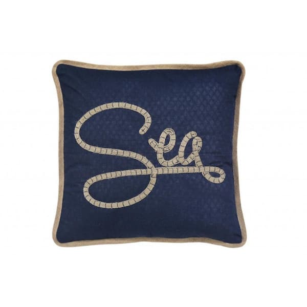 Navy Blue, Brown Graphic Polyester 17 in. x 17 in. Throw Pillow