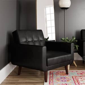 Fay Black Faux Leather Upholstered Modern Chair