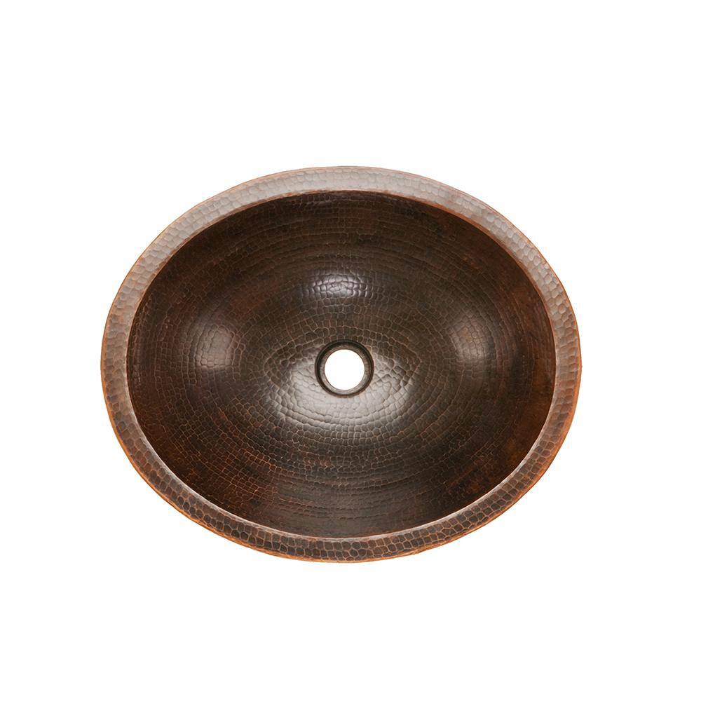 18" Oval Hammered Copper Vessel Sink in Oil Rubbed Bronze