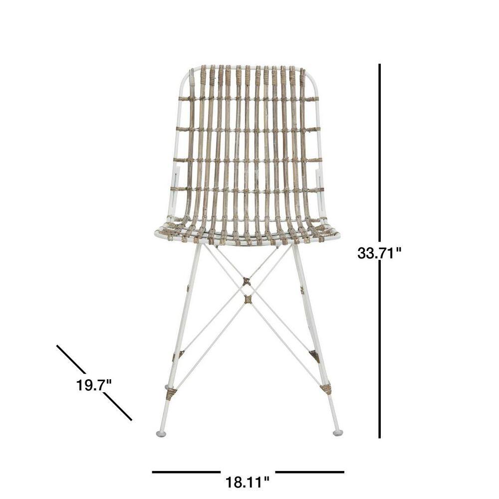 Minerva White Rattan Cane Dining Chair Set with Hairpin Legs