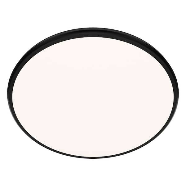 Parthenon 22 in. Black Flush Mount with Frosted Glass Shade Integrated LED Selectable 4CCT