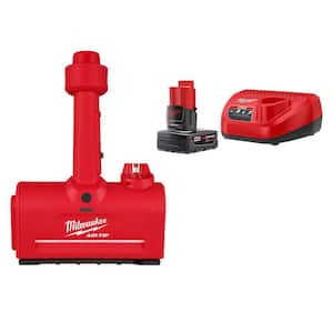 M12 AIR-TIP 1-1/4 in. - 2-1/2 in. Wet/Dry Shop Vacuum Utility Nozzle Attachment Kit with XC 4.0 Ah Battery and Charger