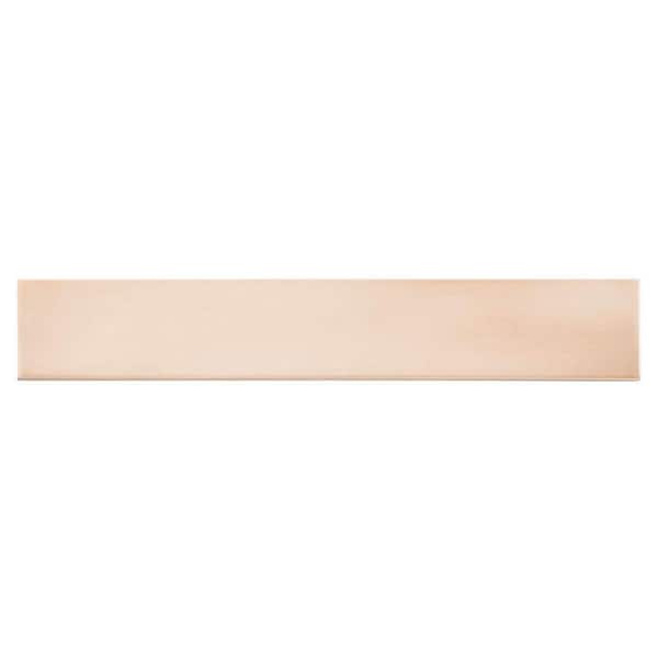 Fion Arezzo Beige 2.5 in. x 16 in. Mediterranean-Inspired Subway Glossy Ceramic Wall Tile Sample