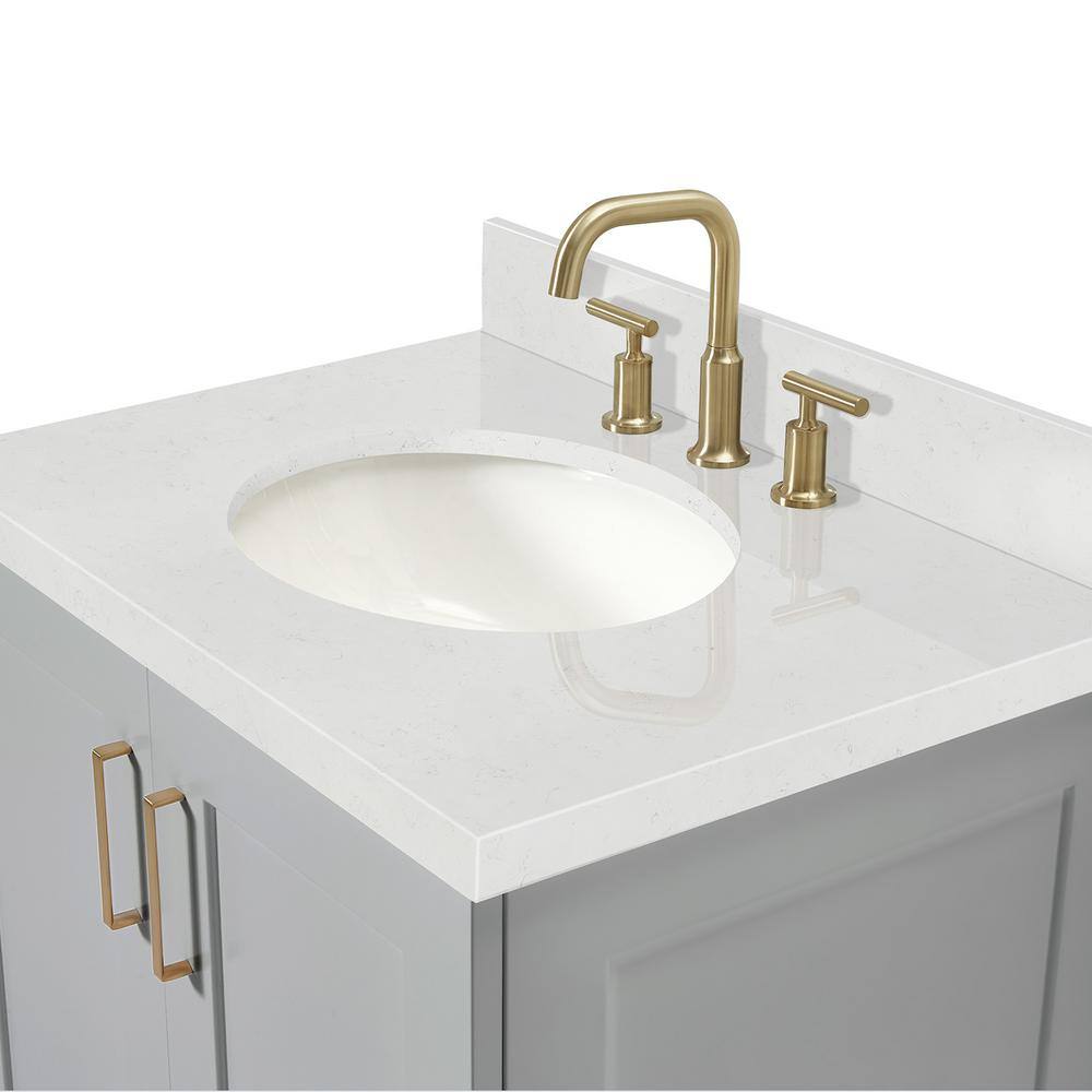 Gray Hardwood 30.25'' Single Basin Freestanding Vanity