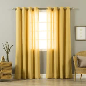 Mustard Linen Grommet Room Darkening Curtain - 52 in. W x 84 in. L (Set of 2)