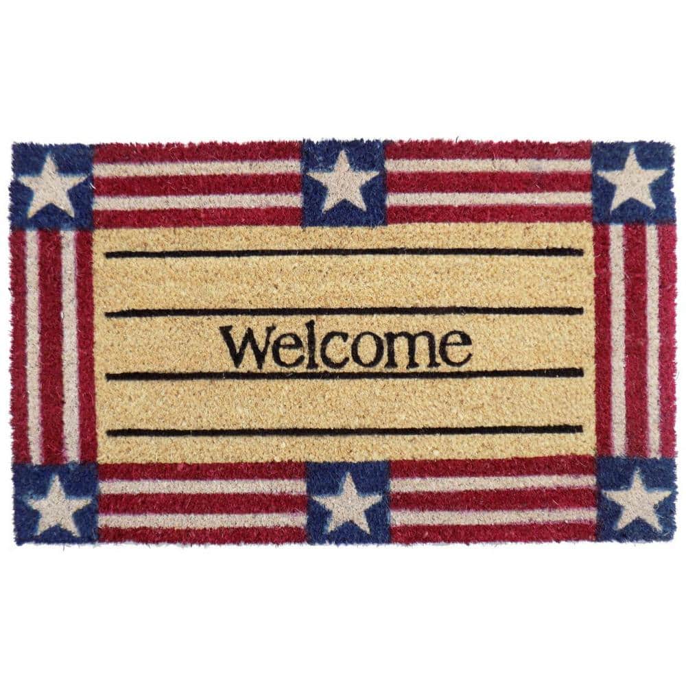 Home Threads Doormat HomeRoots Multi-Colored 30 in. x 18 in. Coir Non-Slip Indoor/Outdoor ...
